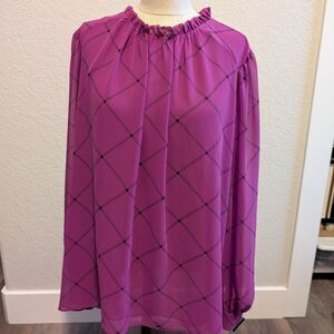 Worthington Magenta Checkered Blouse Size XL NWT